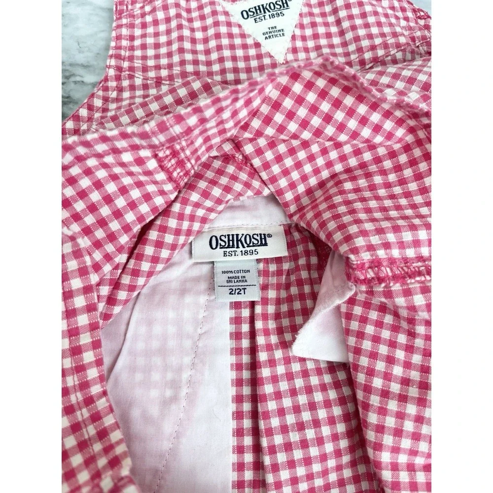 Vintage Oshkosh Girls Picnic Overall Dress Size 2T Vestbak 90's Cottage Core